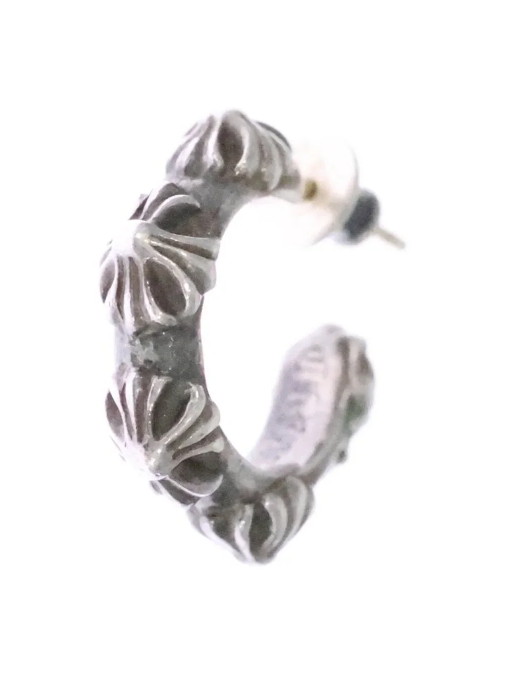 Chrome Hearts Hoop Cross Band Earrings Silver